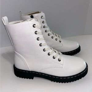 Rollda Women's Size 8 Combat Boots Riding Boots Military Boots Lace-up & Zip